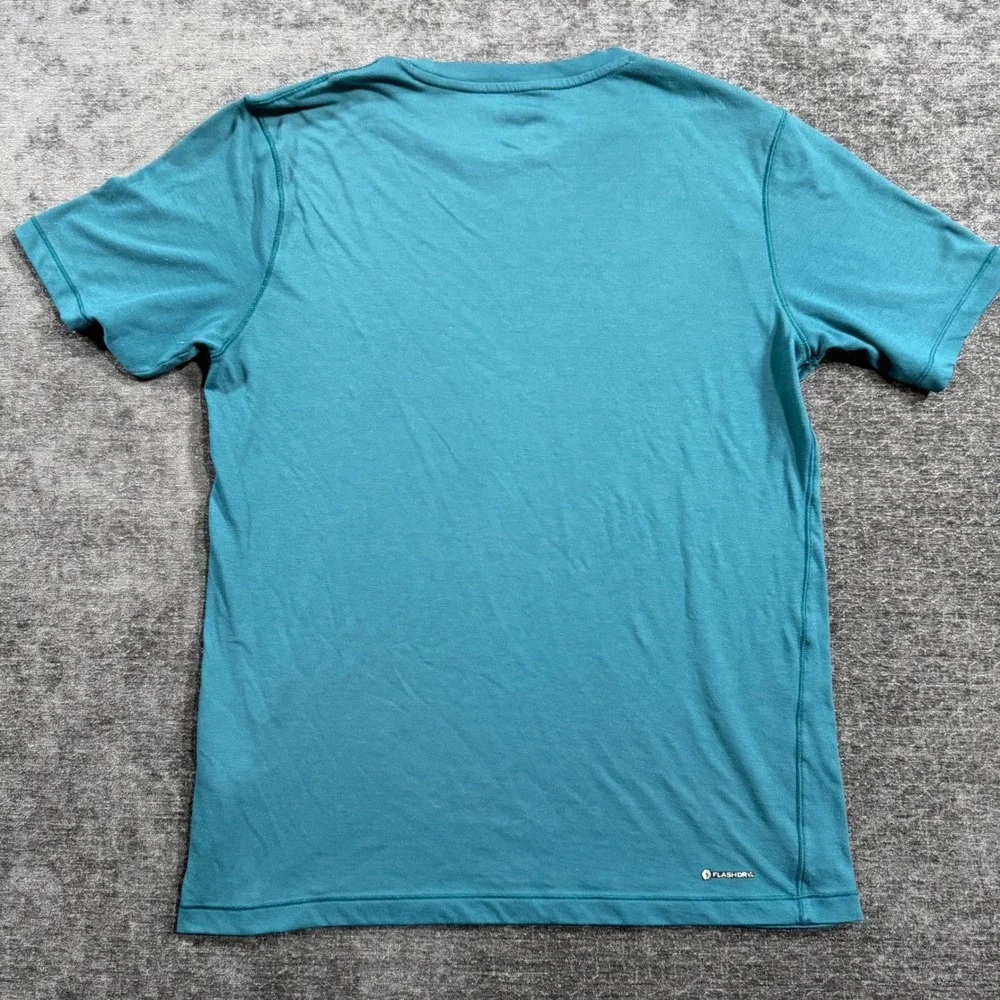 The North‎ Face FlashDry Teal Blue Performance T-Shirt Mens Medium Short Sleeve